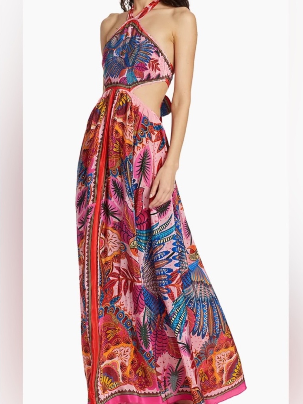 FARM Rio Pink Floral & Paisley Halter Maxi Skirt